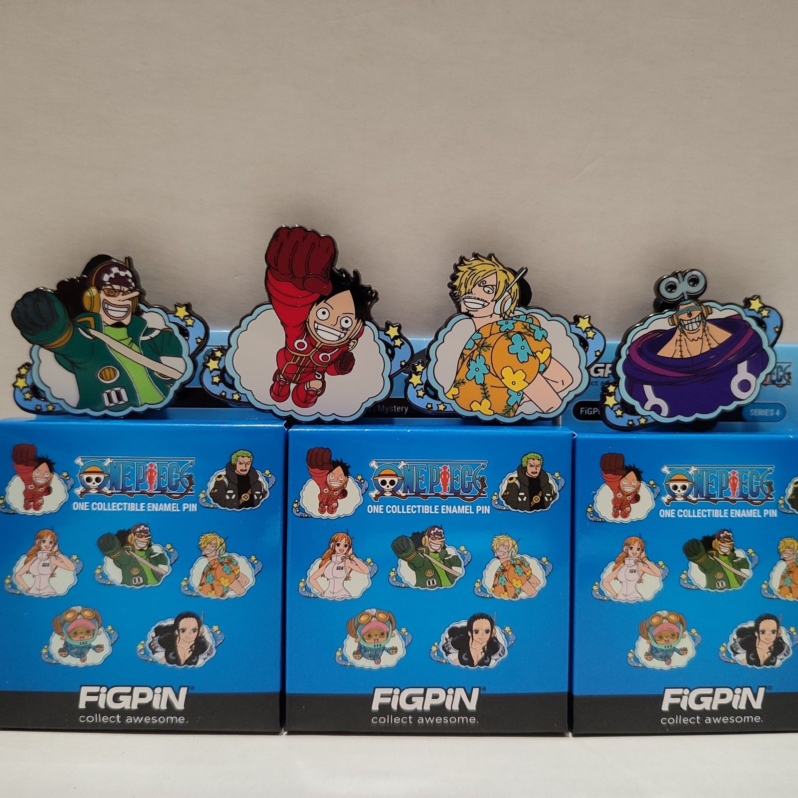 One Piece Series 4 Figpin Minis Full Commons Set Luffy Usopp Sanji & Franky Pins